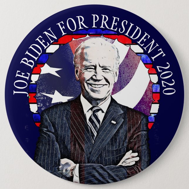Macaron Rond 15,2 Cm Joe Biden pour le scrutin présidentiel de 2020 aux (Devant)