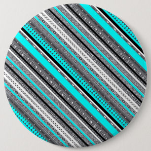 Macaron Rond 15,2 Cm Joli aqua gris aztèque motif
