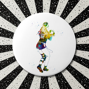Macaron Rond 15,2 Cm Joueuse de football américain à drapeau féminin