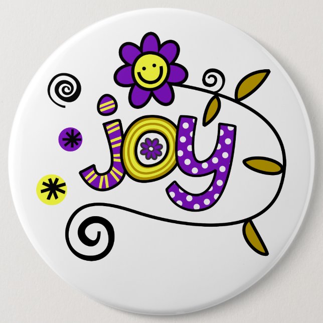 Macaron Rond 15,2 Cm Joy I Doodles I Colossal 6x6 bouton (Devant)