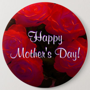 Macaron Rond 15,2 Cm Joyeuse fête des mères Roses rouges