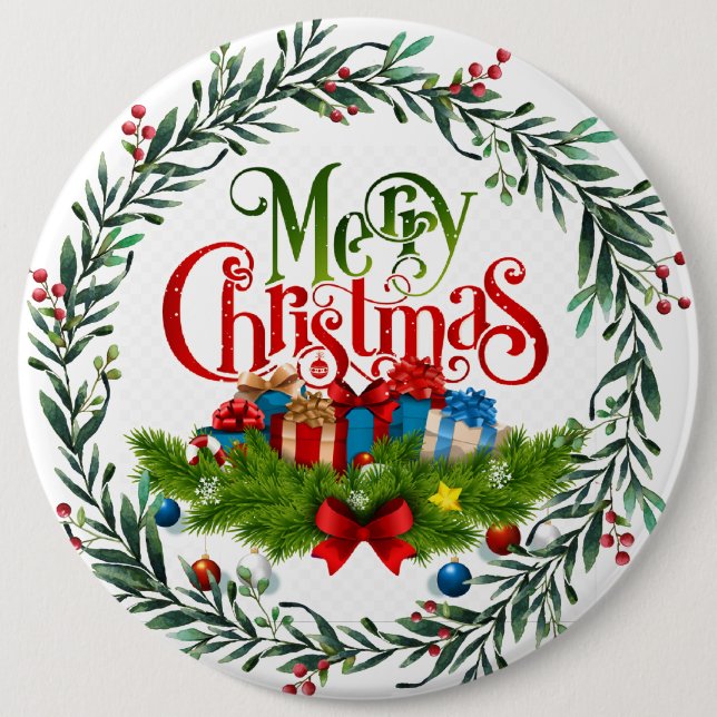 Macaron Rond 15,2 Cm Joyeux Noël, design de vacances, (Devant)