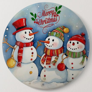 Macaron Rond 15,2 Cm Joyeux Noël, Fête des Snowmen