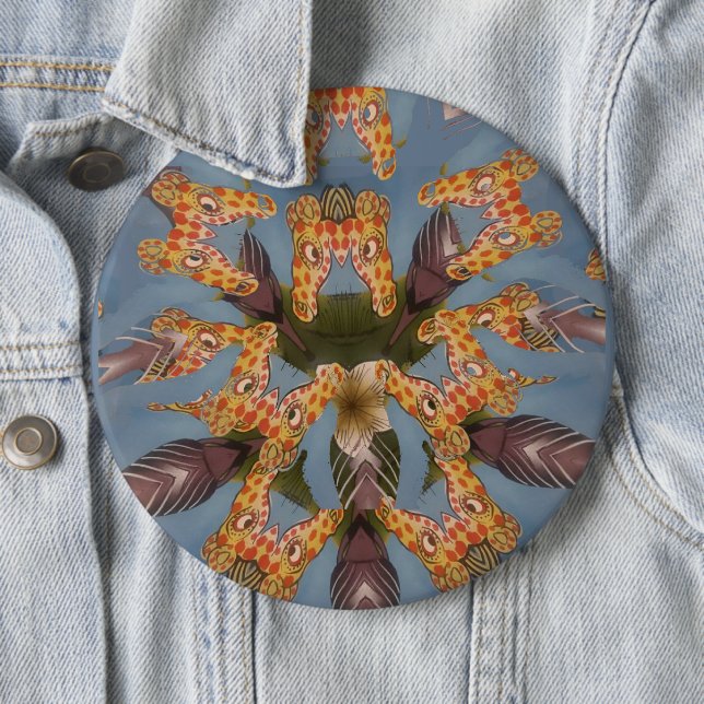 Macaron Rond 15,2 Cm Kaleidoscope Giraffe Mandala : Safari Art Abstrait (En situation)