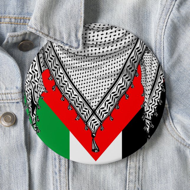 Macaron Rond 15,2 Cm Keffiyeh Écharpe palestinienne tissu traditionnel (En situation)