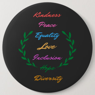 Macaron Rond 15,2 Cm Kindness Peace Equality Love Inclusion Hope Divers