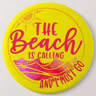 Macaron Rond 15,2 Cm La plage appelle et je dois aller-76767