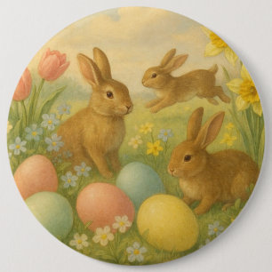Macaron Rond 15,2 Cm Lapin vintage/Pâques Œuf de Pâques/Printemps