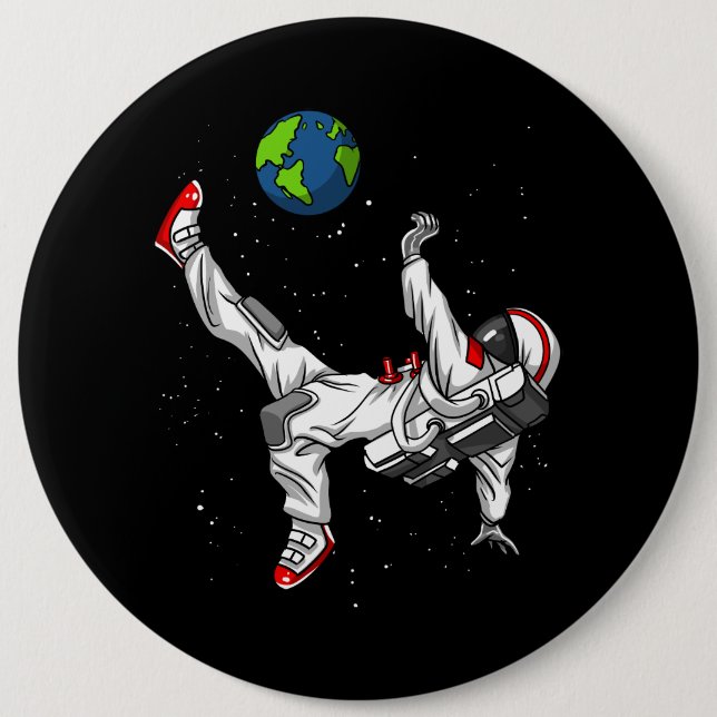 Macaron Rond 15,2 Cm L'astronaute spatiale Football Football Cosmique (Devant)
