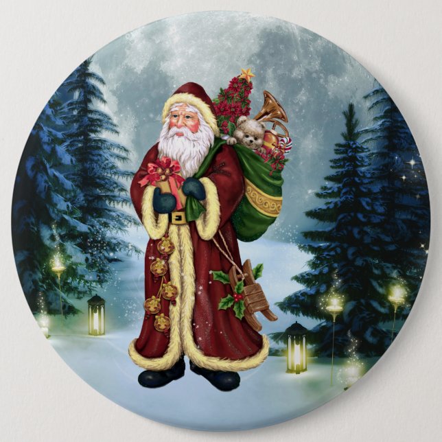 Macaron Rond 15,2 Cm Le Père Noël Dans La Forêt (Devant)