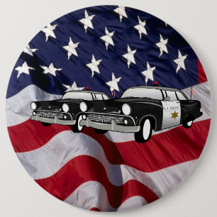 Macaron Rond 15,2 Cm Les États-Unis d'Amérique 59 voiture de police Cop