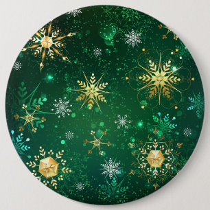 Macaron Rond 15,2 Cm Les flocons dorés de Noël sur l'Arrière - plan ver