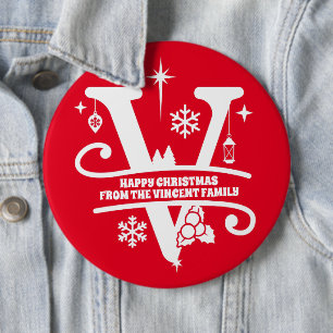 Macaron Rond 15,2 Cm Lettre V Monogramme Nom de famille initial Salutat