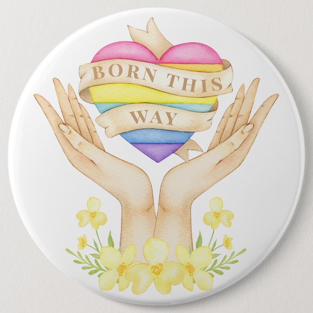 Macaron Rond 15,2 Cm LGBT est né ainsi (Devant)