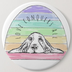Macaron Rond 15,2 Cm love conquers all dog rainbow basset hound