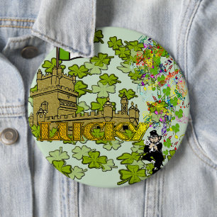 Macaron Rond 15,2 Cm Lucky Leprechaun et son château irlandais