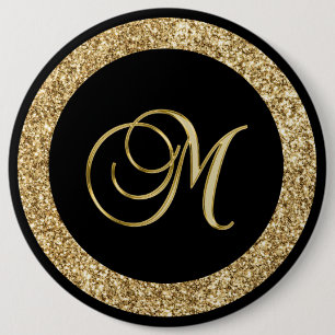 Macaron Rond 15,2 Cm M monogramme d'or noir