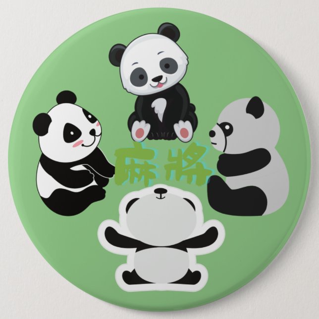 Macaron Rond 15,2 Cm Mahjong Panda Cute Funny (Devant)