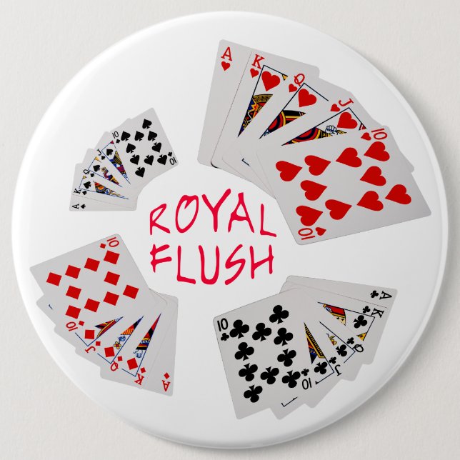 Macaron Rond 15,2 Cm Mains de poker - Royal Flush (Devant)