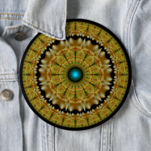 Macaron Rond 15,2 Cm Mandala d'ornement brillant fractal doré