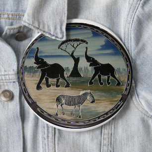Macaron Rond 15,2 Cm Mara Trompette Gloire Éléphant d'Afrique Zèbre Hui