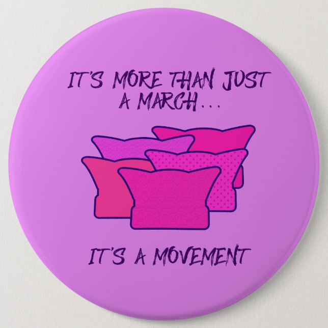 Macaron Rond 15,2 Cm Marche des femmes, Casquette rose, Mouvement (Devant)