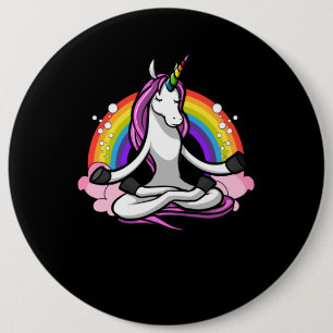 Macaron Rond 15,2 Cm Méditation Zen de Yoga Unicorne magique Arc-en-ci