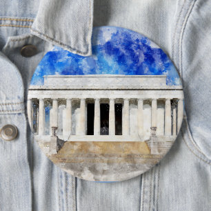 Macaron Rond 15,2 Cm Mémorial Lincoln façade en aquarelle