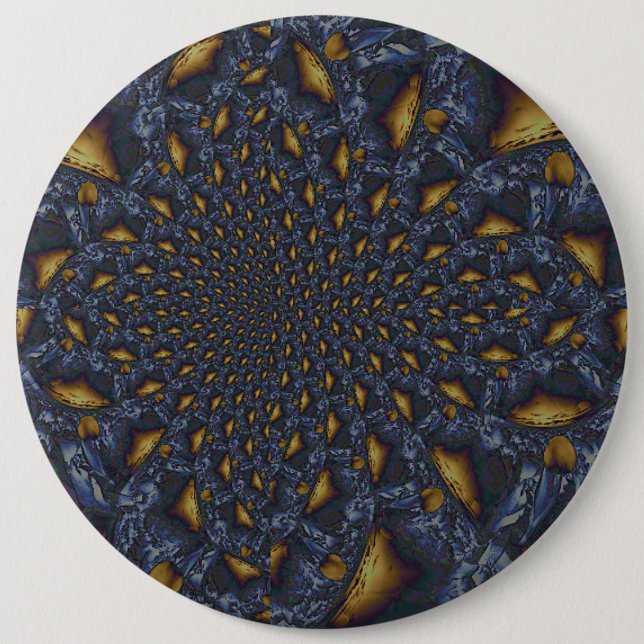 Macaron Rond 15,2 Cm Métal Moulé or et argent bleu (Devant)