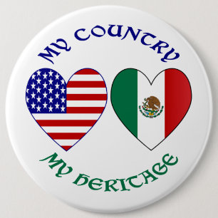 Macaron Rond 15,2 Cm Mexique Drapeau USA Drapeau Mon pays Mon patrimoin