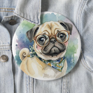 Macaron Rond 15,2 Cm Mignon Bouledogue au style aquarelle avec des lune