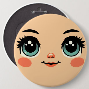 Macaron Rond 15,2 Cm mignon gros oeil dessins animés filles Visages art
