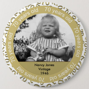 Macaron Rond 15,2 Cm Modèle photo : 70e anniversaire Gold and White The