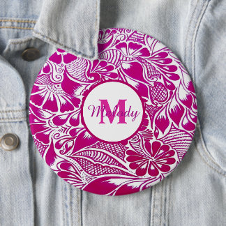 Macaron Rond 15,2 Cm moderne élégant rose botanique floral mehndi henné