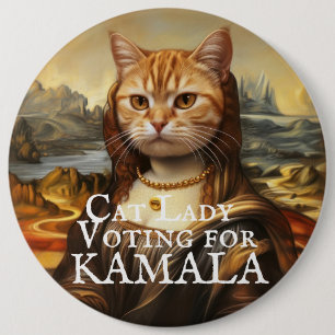Macaron Rond 15,2 Cm Mona Lisa Chat pour le bouton Kamala