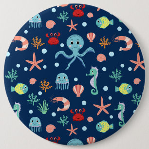 Macaron Rond 15,2 Cm Monde marin