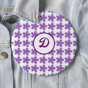 Macaron Rond 15,2 Cm monogramme rétro mignon vintage à fleurs violettes
