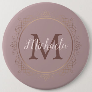 Macaron Rond 15,2 Cm Monogramme Rose or élégant Modèle moderne