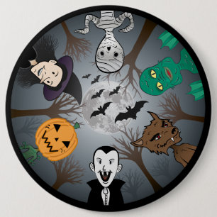 Macaron Rond 15,2 Cm Monster d'Halloween