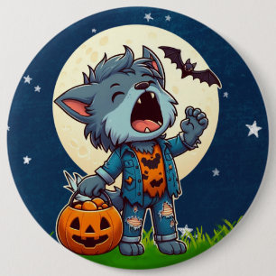 Macaron Rond 15,2 Cm Monstre de loup-garou mignon hurlant avec citrouil