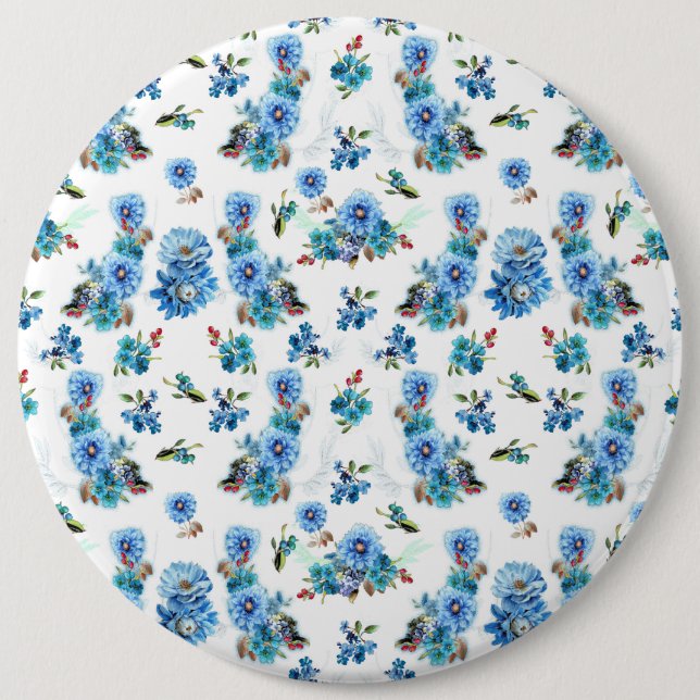 Macaron Rond 15,2 Cm Motif à coulisse bleu aquarelle de maïs (Devant)