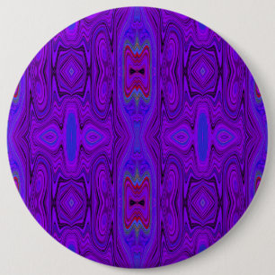 Macaron Rond 15,2 Cm Motif Abstrait Rétro Violet et Bleu Royal
