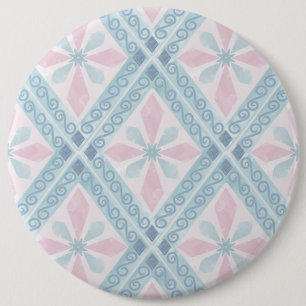 Macaron Rond 15,2 Cm motif bleu en forme de diamant