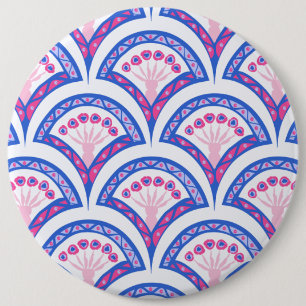 Macaron Rond 15,2 Cm motif damassé floral bleu