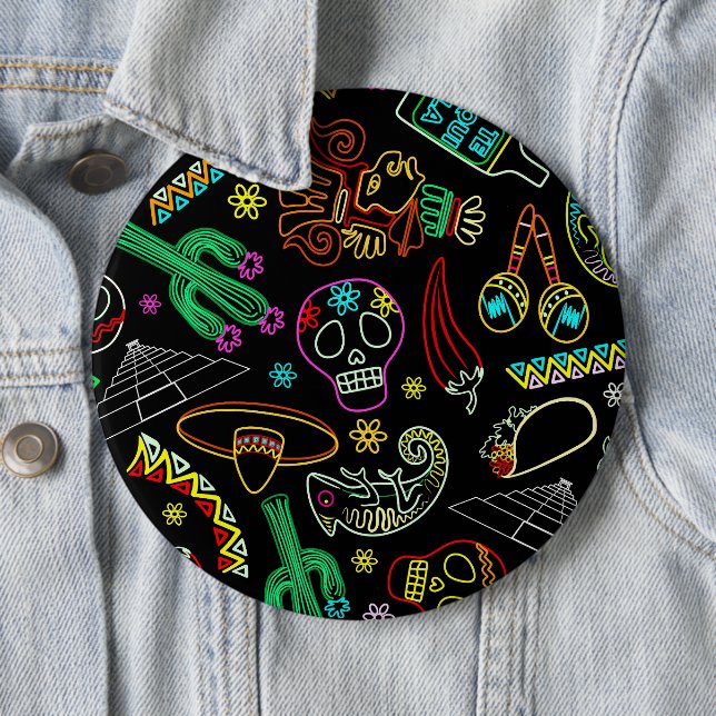 Macaron Rond 15,2 Cm Motif de Fiesta du Mexique (En situation)