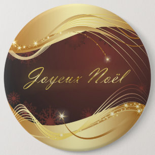 Macaron Rond 15,2 Cm Motif de Noël doré avec fond rouge...