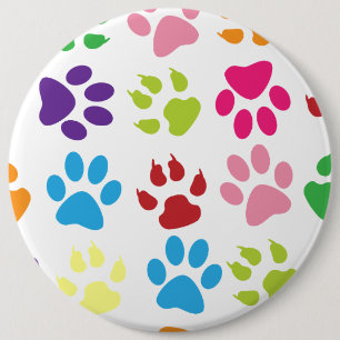 Macaron Rond 15,2 Cm Motif Empreintes de Patte Colorées