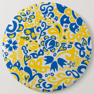 Macaron Rond 15,2 Cm Motif folklorique aux couleurs du drapeau ukrainie