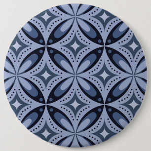 Macaron Rond 15,2 Cm Motif géométrique bleu de style rétro