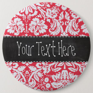 Macaron Rond 15,2 Cm Motif rouge de damassé ; Tableau vintage